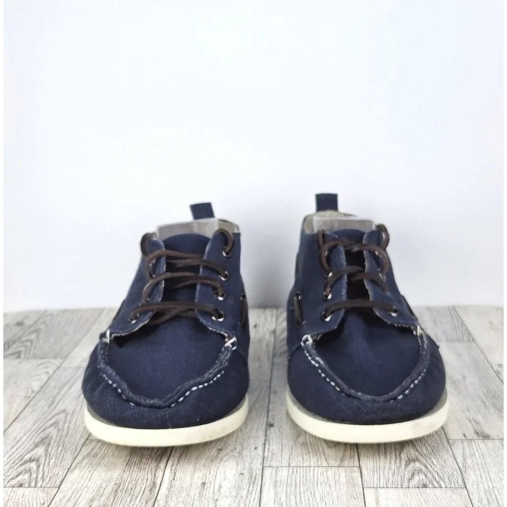Aldo Casual Boat Shoes Mens Size US 12 EU 45 Blue Mid Top Lace Up Canvas/Leather